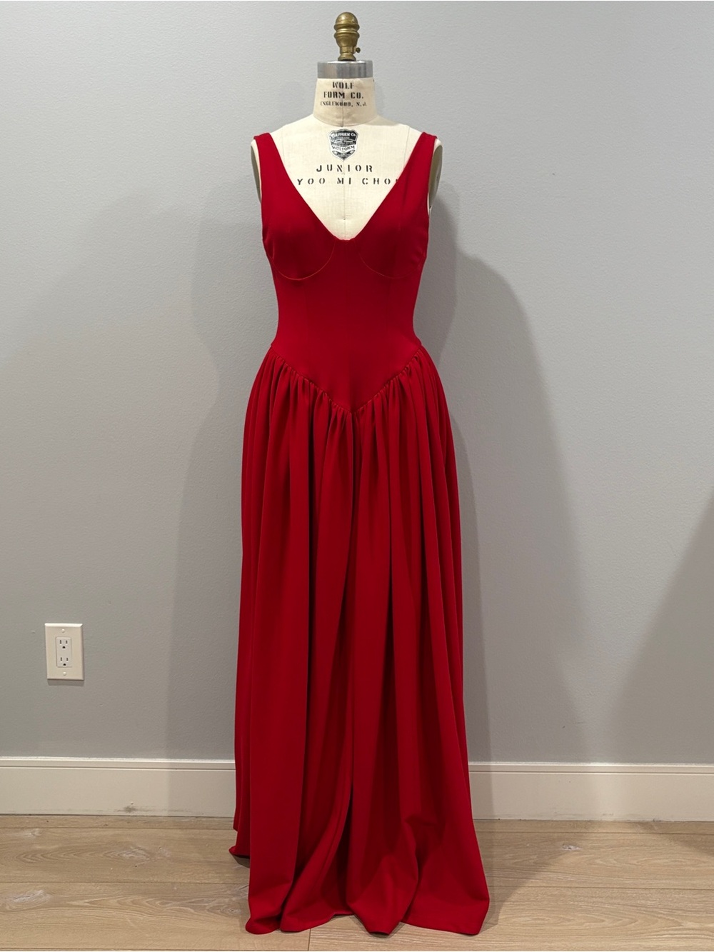 DELFI Collective Isodora Long Dress Red V-Neck Maxi Dress Gown S Party Prom